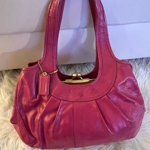 Coach Pink Leather Satchel Handbag